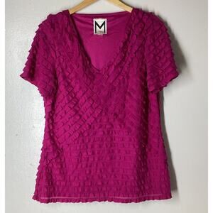 Marc Bouwer Women's Size XLarge Blouse V Neck Short Sleeve‎ Pink